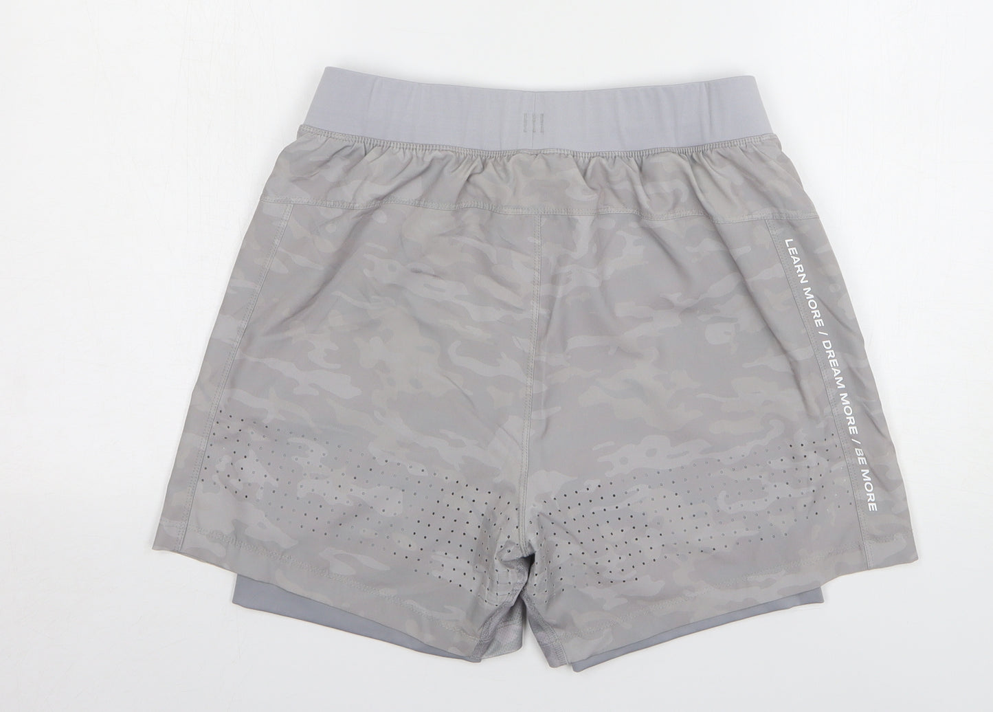 ALPHALETE Mens Grey Camouflage Polyester Athletic Shorts Size M L6 in Regular Drawstring