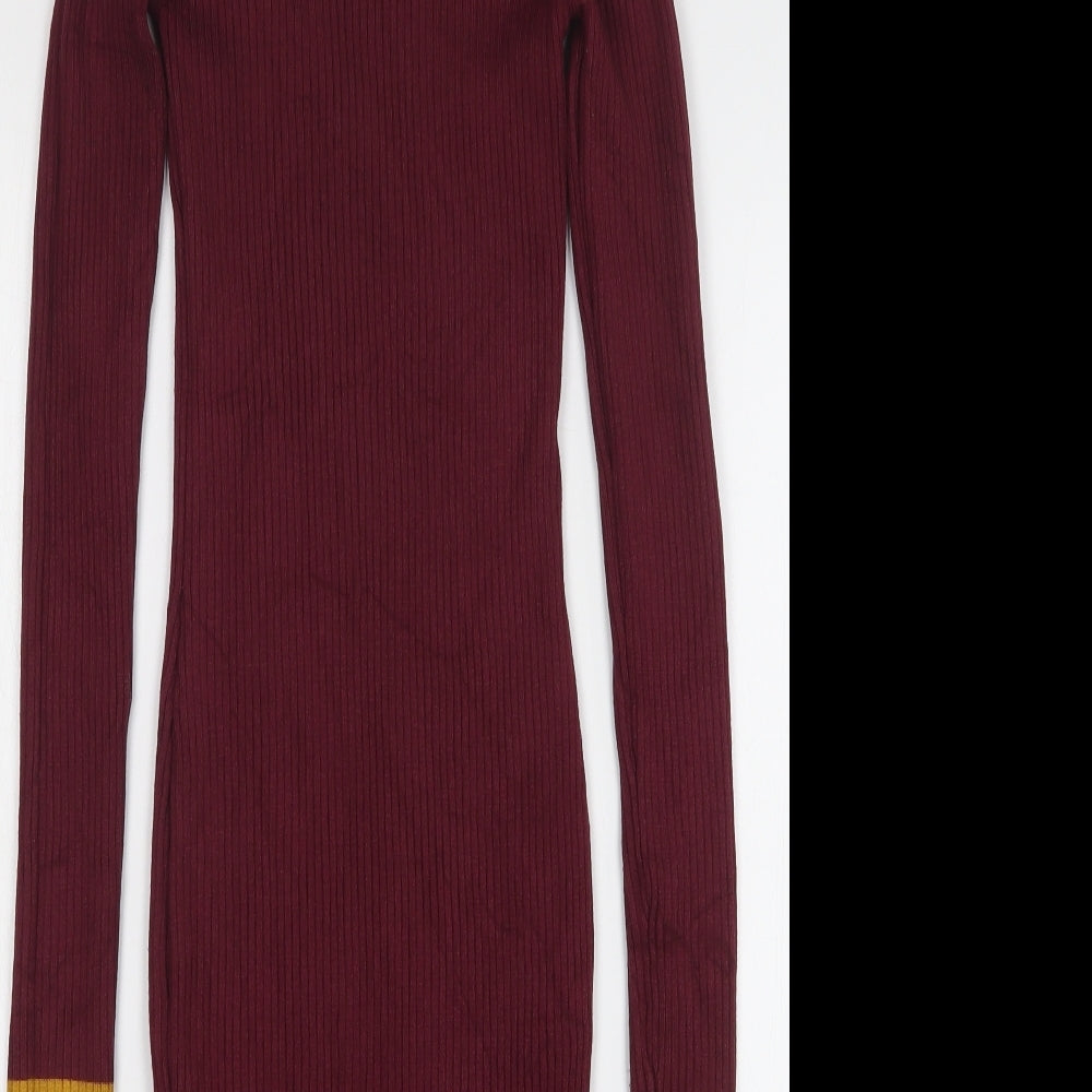 LU NYC Womens Red Viscose Jumper Dress Size M Round Neck