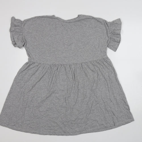 New Look Womens Grey Cotton T-Shirt Dress Size 12 Round Neck