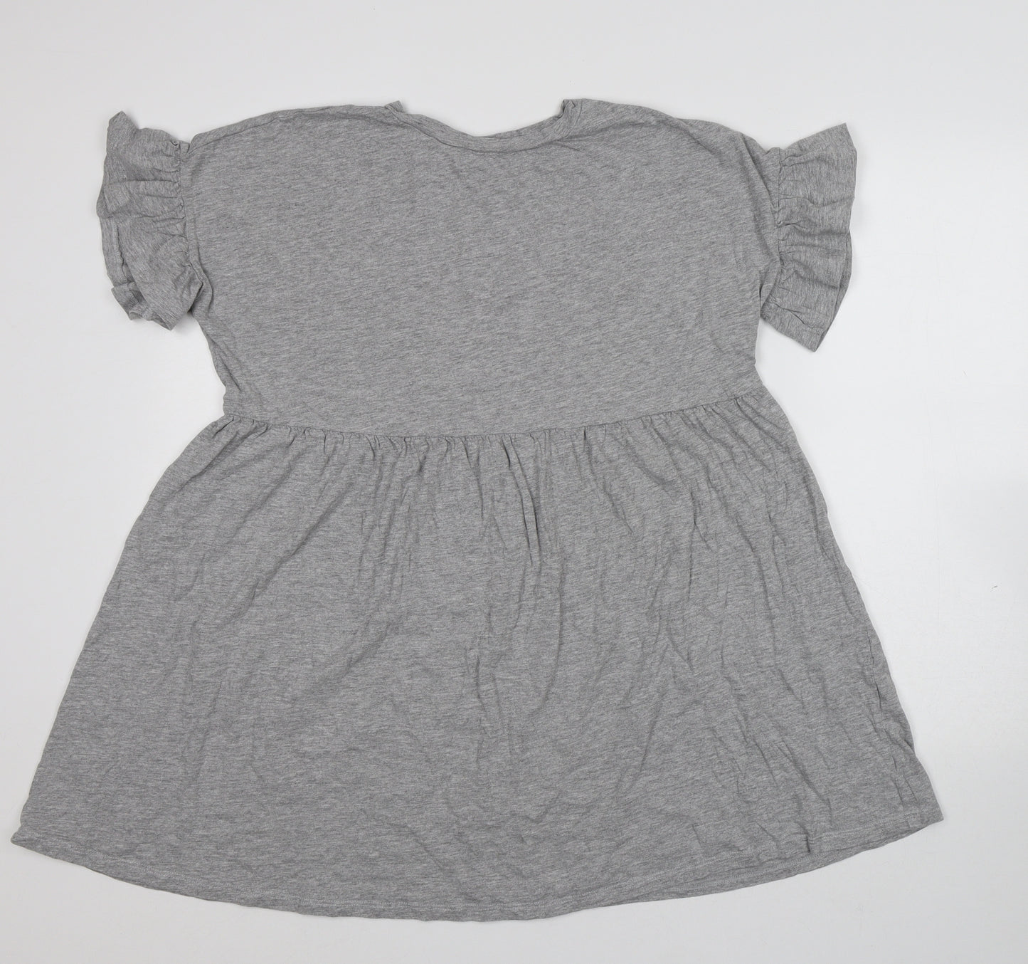 New Look Womens Grey Cotton T-Shirt Dress Size 12 Round Neck