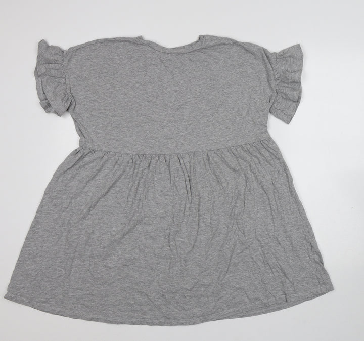 New Look Womens Grey Cotton T-Shirt Dress Size 12 Round Neck