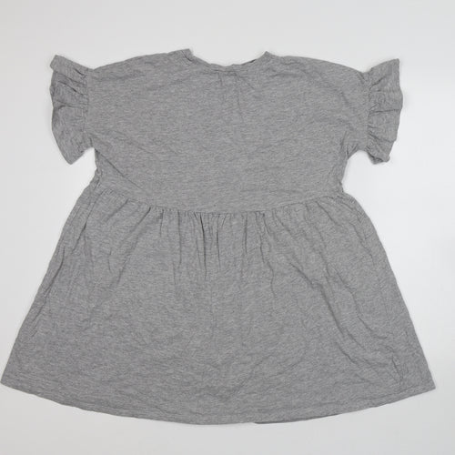 New Look Womens Grey Cotton T-Shirt Dress Size 12 Round Neck