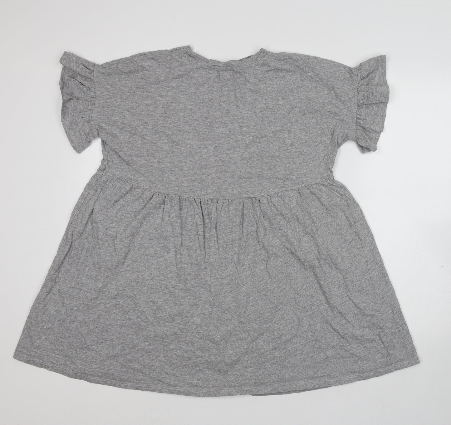 New Look Womens Grey Cotton T-Shirt Dress Size 12 Round Neck