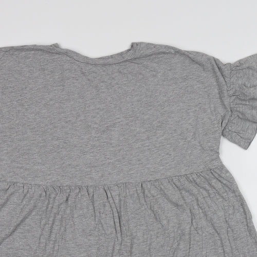New Look Womens Grey Cotton T-Shirt Dress Size 12 Round Neck