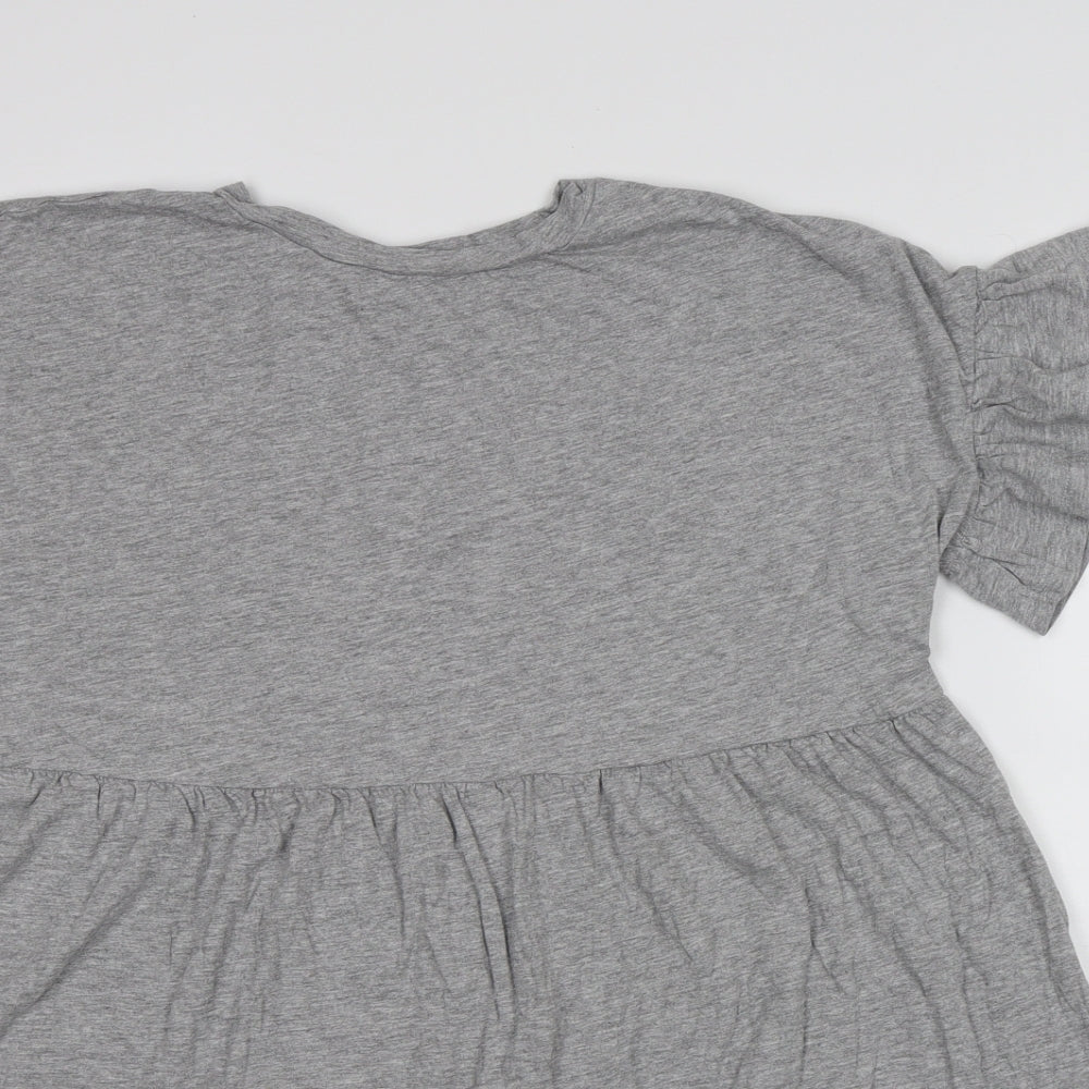 New Look Womens Grey Cotton T-Shirt Dress Size 12 Round Neck