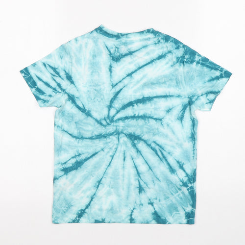 Marks and Spencer Boys Blue Geometric Cotton Pullover T-Shirt Size 6-7 Years Round Neck - Tye Dye