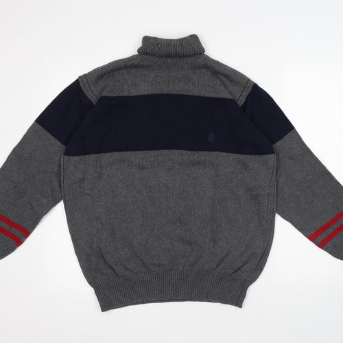 Nautica Mens Multicoloured Roll Neck Striped Cotton Pullover Jumper Size L