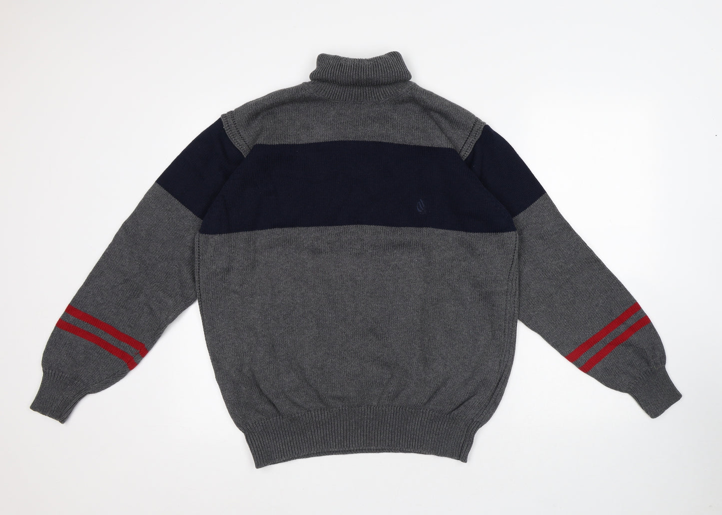 Nautica Mens Multicoloured Roll Neck Striped Cotton Pullover Jumper Size L