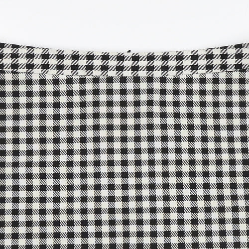 Papaya Womens White Check Polyester A-Line Skirt Size 10 Regular Zip