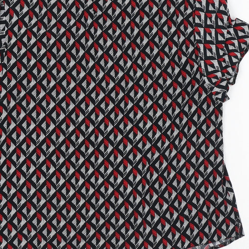 New Look Womens Multicoloured Geometric Viscose Jersey T-Shirt Size 8 Round Neck