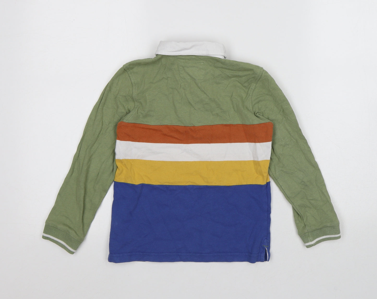 Marks and Spencer Boys Multicoloured Striped 100% Cotton Jersey Polo Size 5-6 Years Collared Button