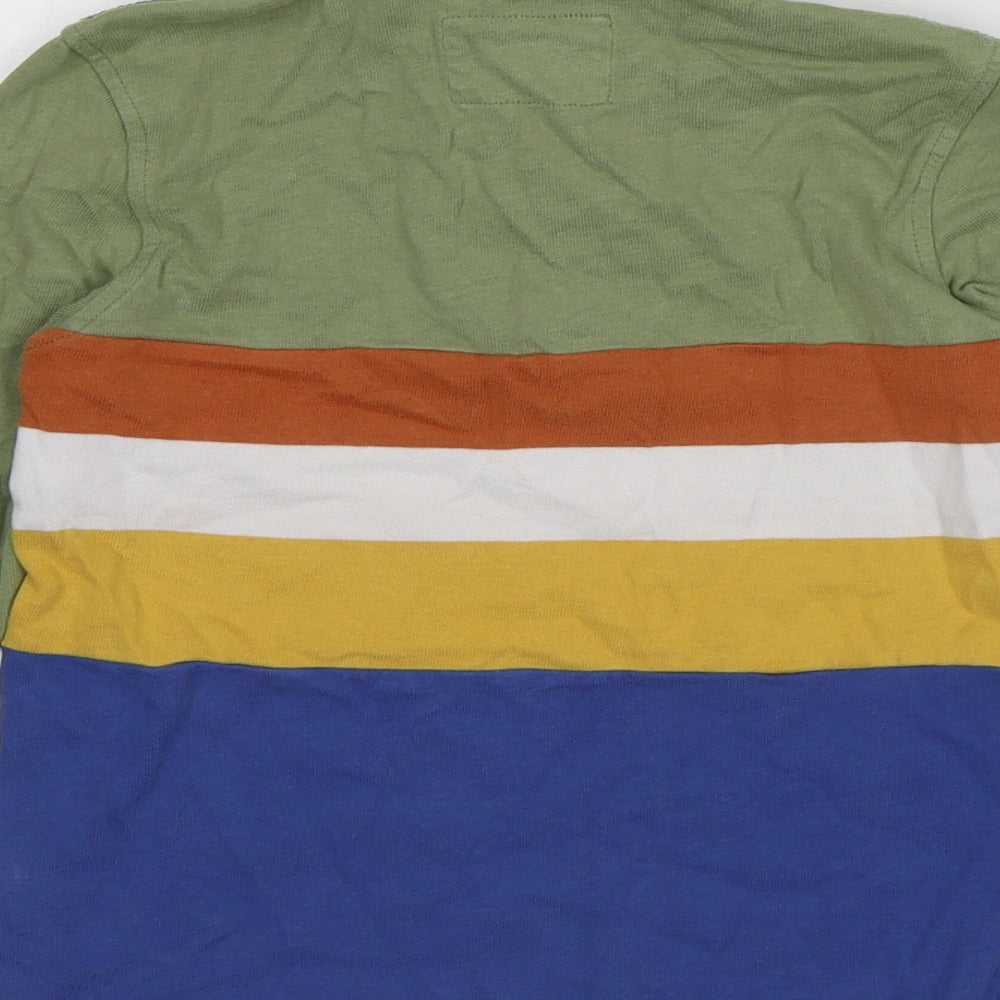 Marks and Spencer Boys Multicoloured Striped 100% Cotton Jersey Polo Size 5-6 Years Collared Button