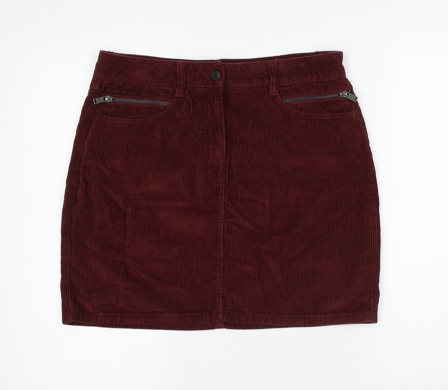 NEXT Womens Red Cotton Mini Skirt Size 10 Zip