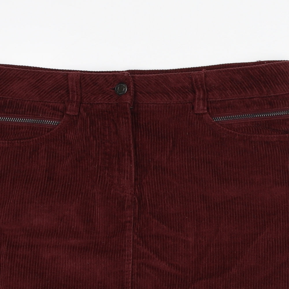 NEXT Womens Red Cotton Mini Skirt Size 10 Zip
