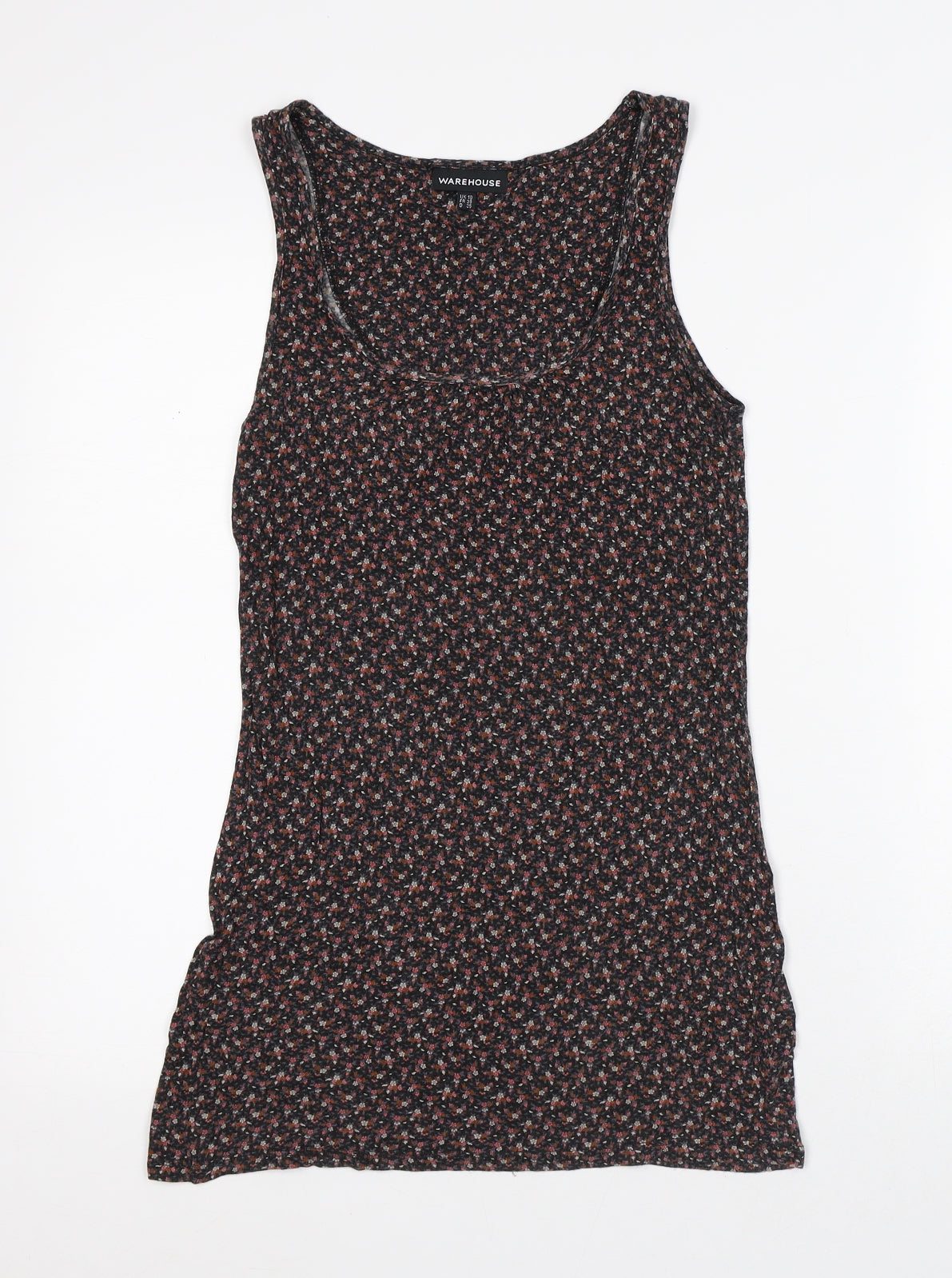 Warehouse Womens Multicoloured Floral Viscose Basic Tank Size 10 Round Neck - flowers