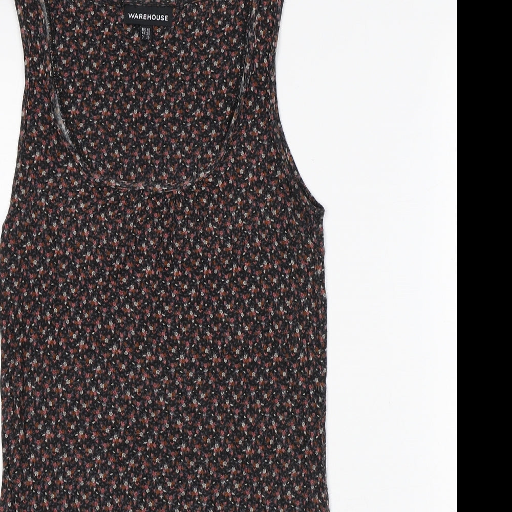 Warehouse Womens Multicoloured Floral Viscose Basic Tank Size 10 Round Neck - flowers