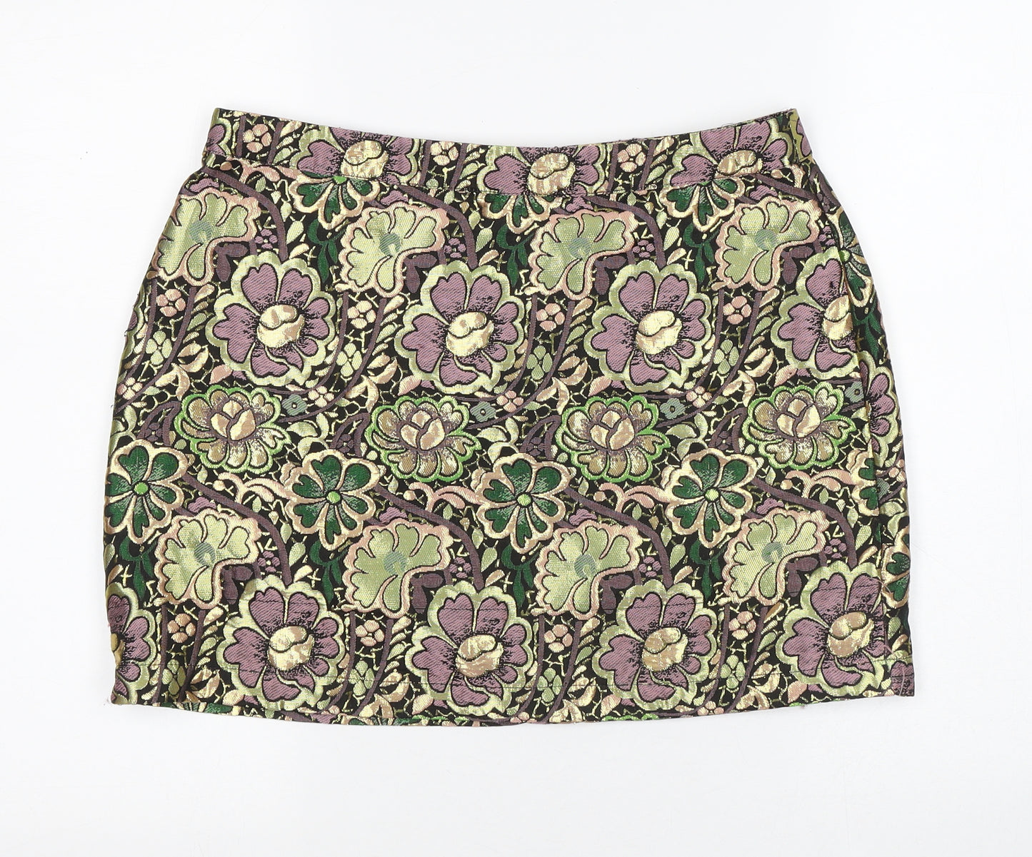 ASOS Womens Multicoloured Floral Polyester Mini Skirt Size 12 Zip