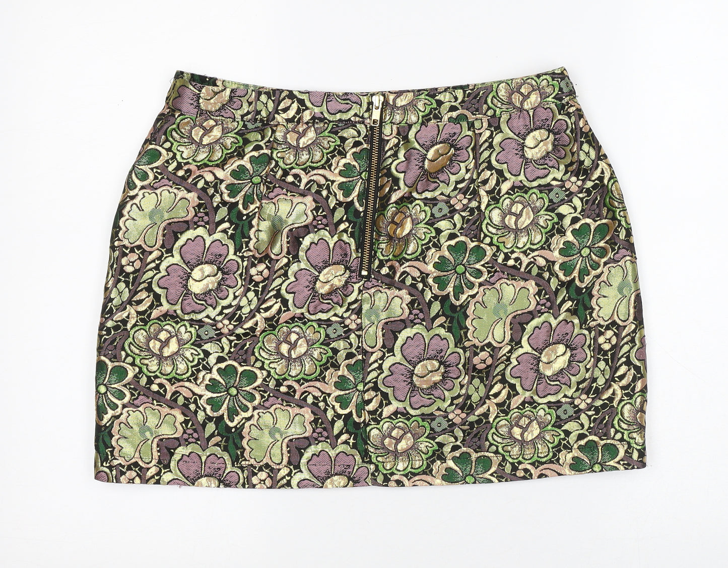 ASOS Womens Multicoloured Floral Polyester Mini Skirt Size 12 Zip