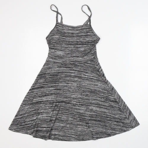 Divided by H&M Womens Grey Viscose Skater Dress Size S Round Neck