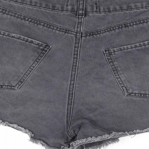 New Look Girls Black Cotton Cut-Off Shorts Size 14 Years Regular Zip - Distressed