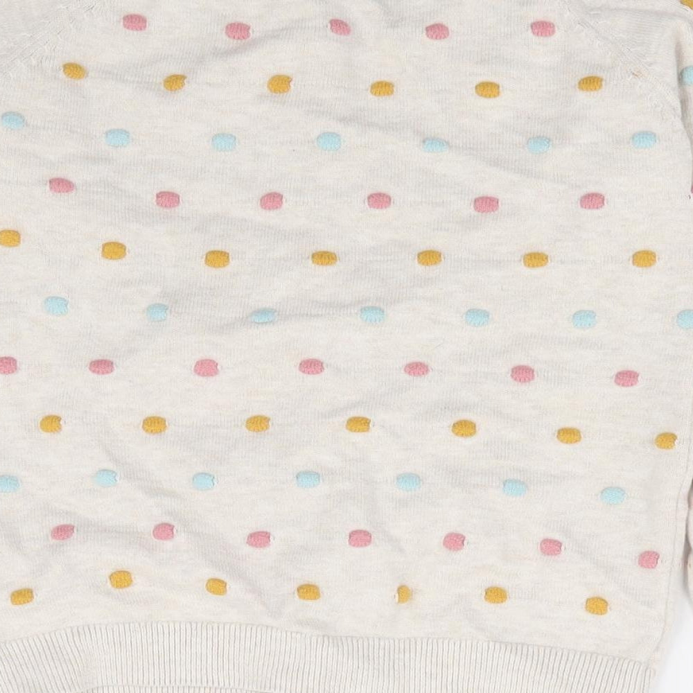 F&F Girls Multicoloured Crew Neck Geometric 100% Cotton Cardigan Jumper Size 5-6 Years Button - Pom Pom