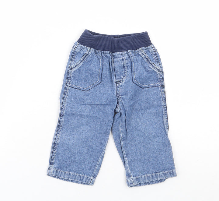 George Girls Blue 100% Cotton Jogger Jeans Size 6-9 Months Pullover