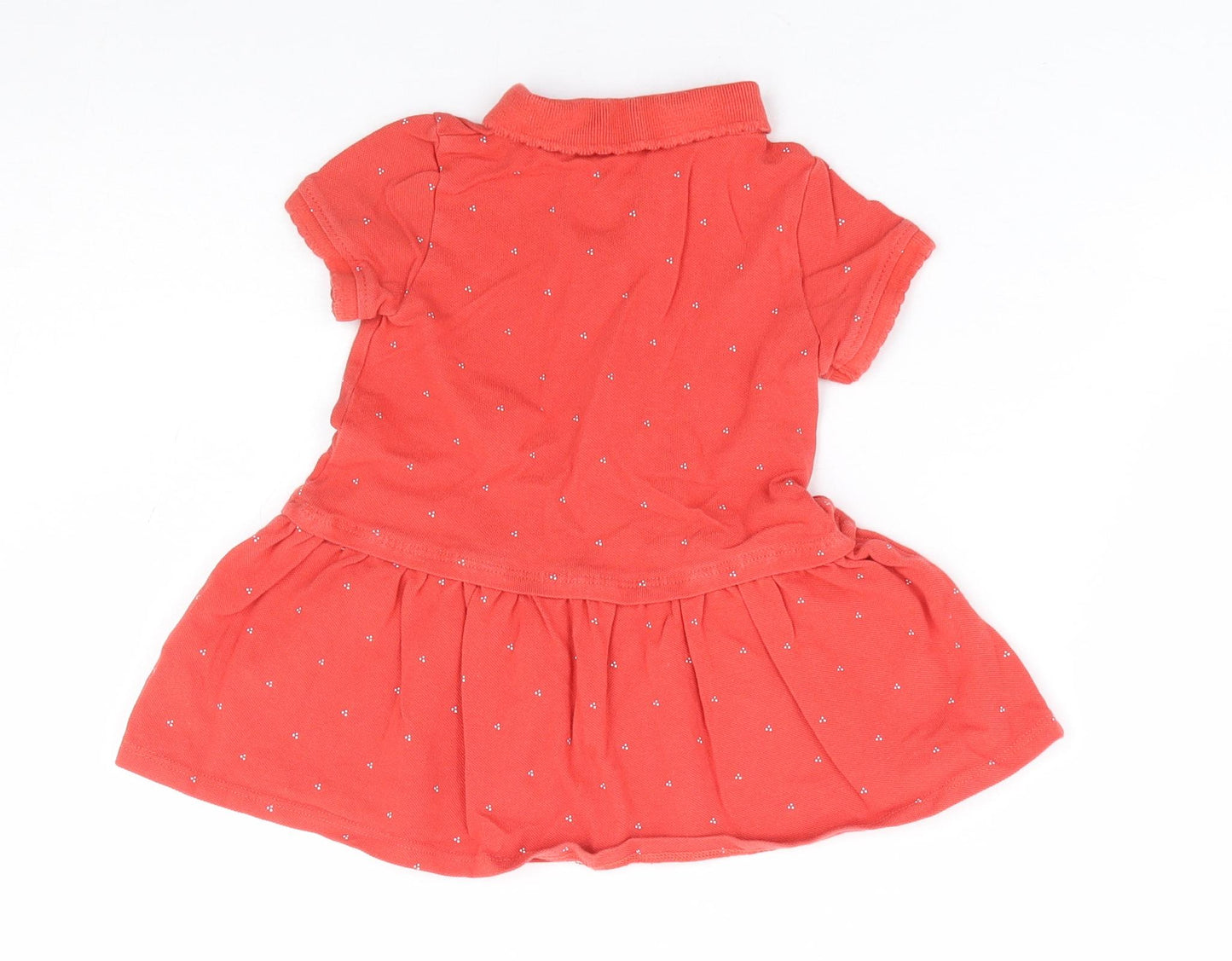 NEXT Girls Red Geometric 100% Cotton Fit & Flare Size 9-12 Months Collared Button - Bunny