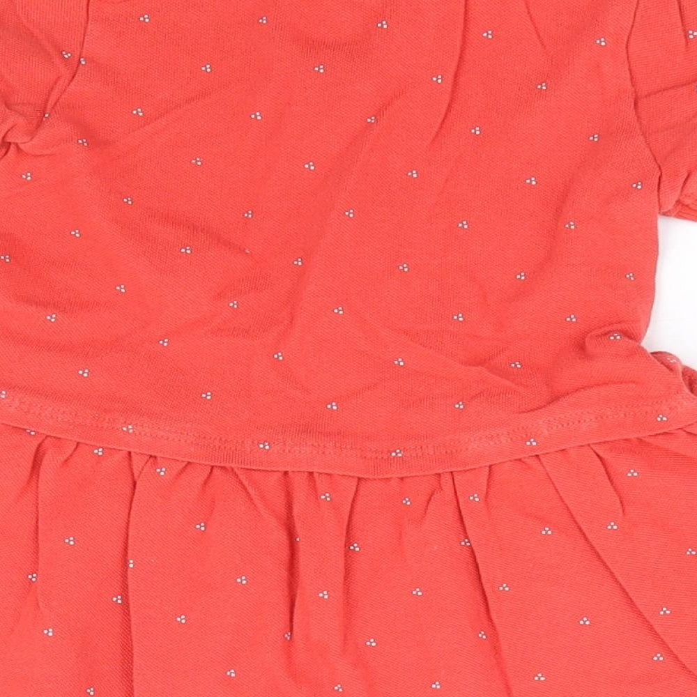 NEXT Girls Red Geometric 100% Cotton Fit & Flare Size 9-12 Months Collared Button - Bunny