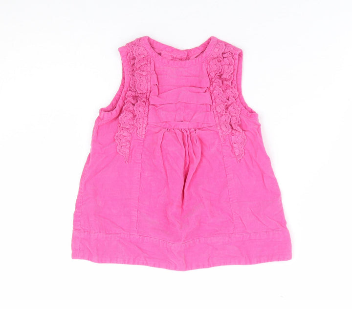 St Bernard Girls Pink 100% Cotton A-Line Size 6-9 Months Round Neck Button