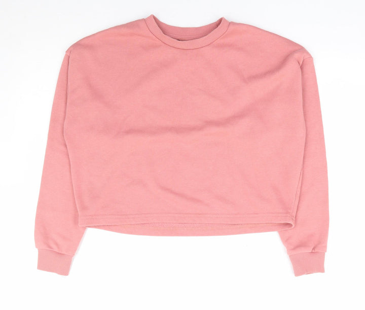 New Look Girls Pink Cotton Pullover Sweatshirt Size 12-13 Years Pullover - Cropped
