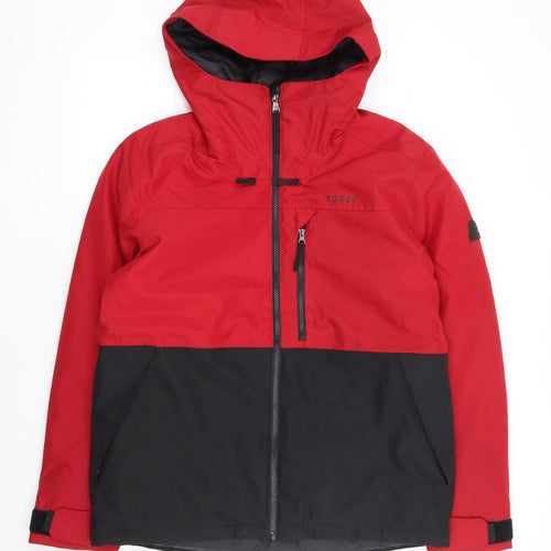 TOG24 Mens Red Rain Coat Coat Size M Zip - Colourblock