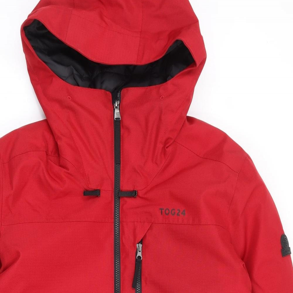 TOG24 Mens Red Rain Coat Coat Size M Zip - Colourblock