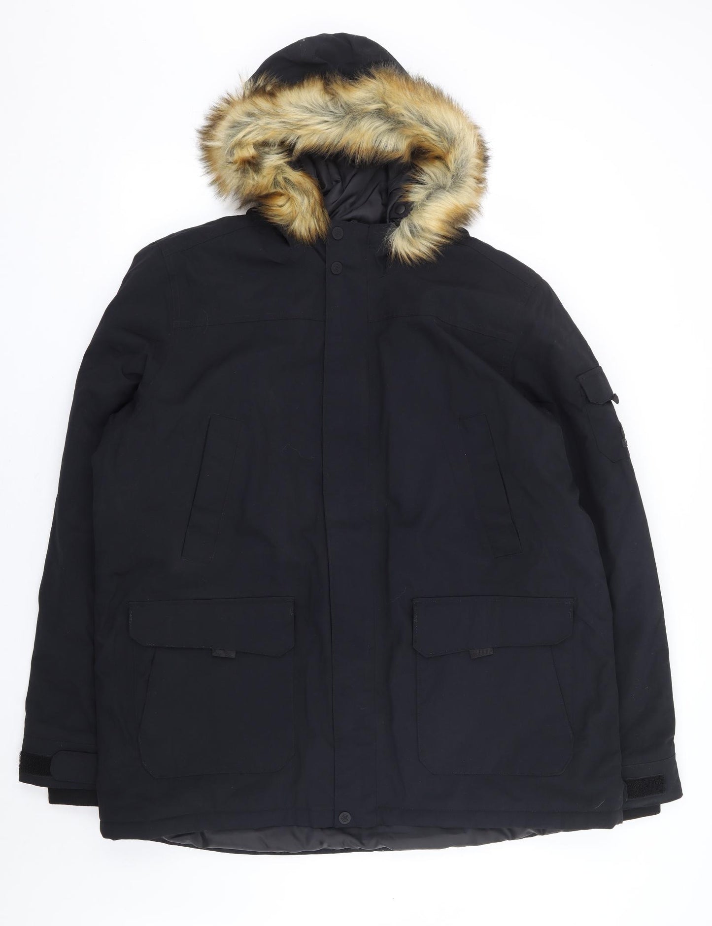 TOG24 Mens Black Parka Coat Size 2XL Zip
