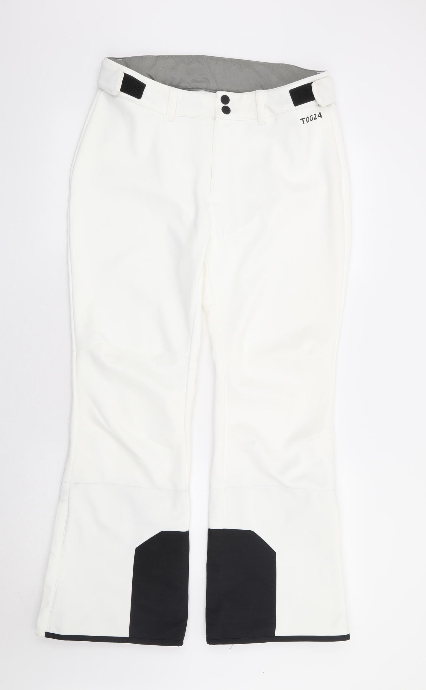 TOG24 Womens White Polyester Snow Pants Trousers Size 12 L28 in Regular Zip - Short Length