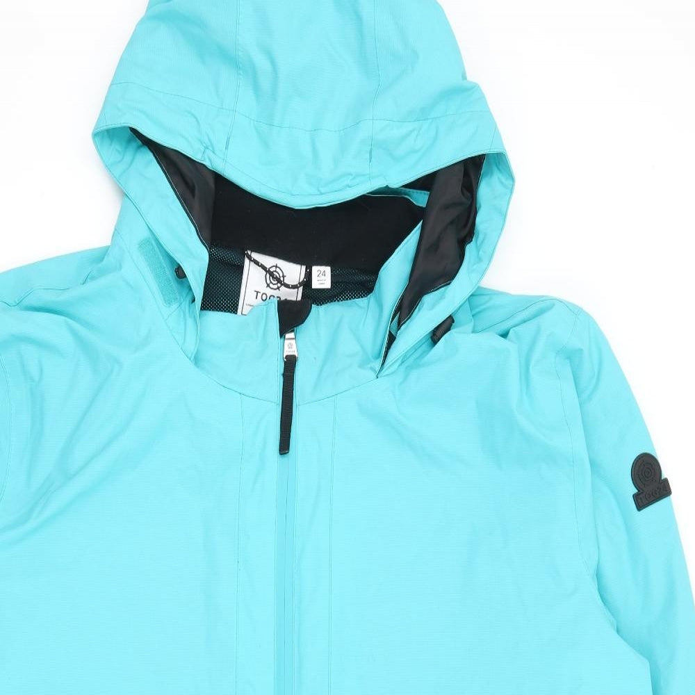 TOG24 Womens Blue Rain Coat Coat Size 24 Zip