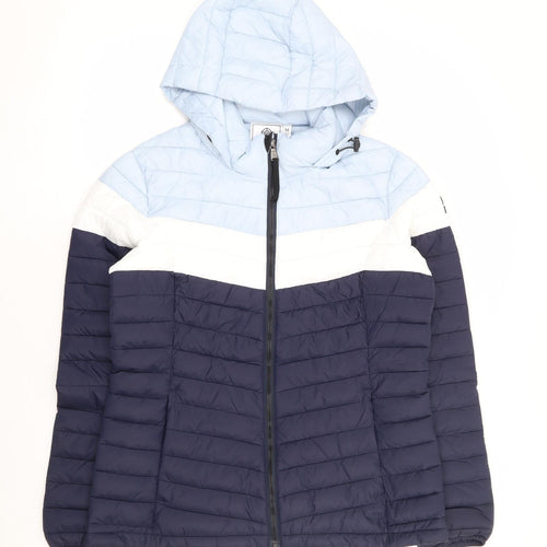 TOG24 Womens Blue Puffer Jacket Jacket Size 14 Zip - Colourblock