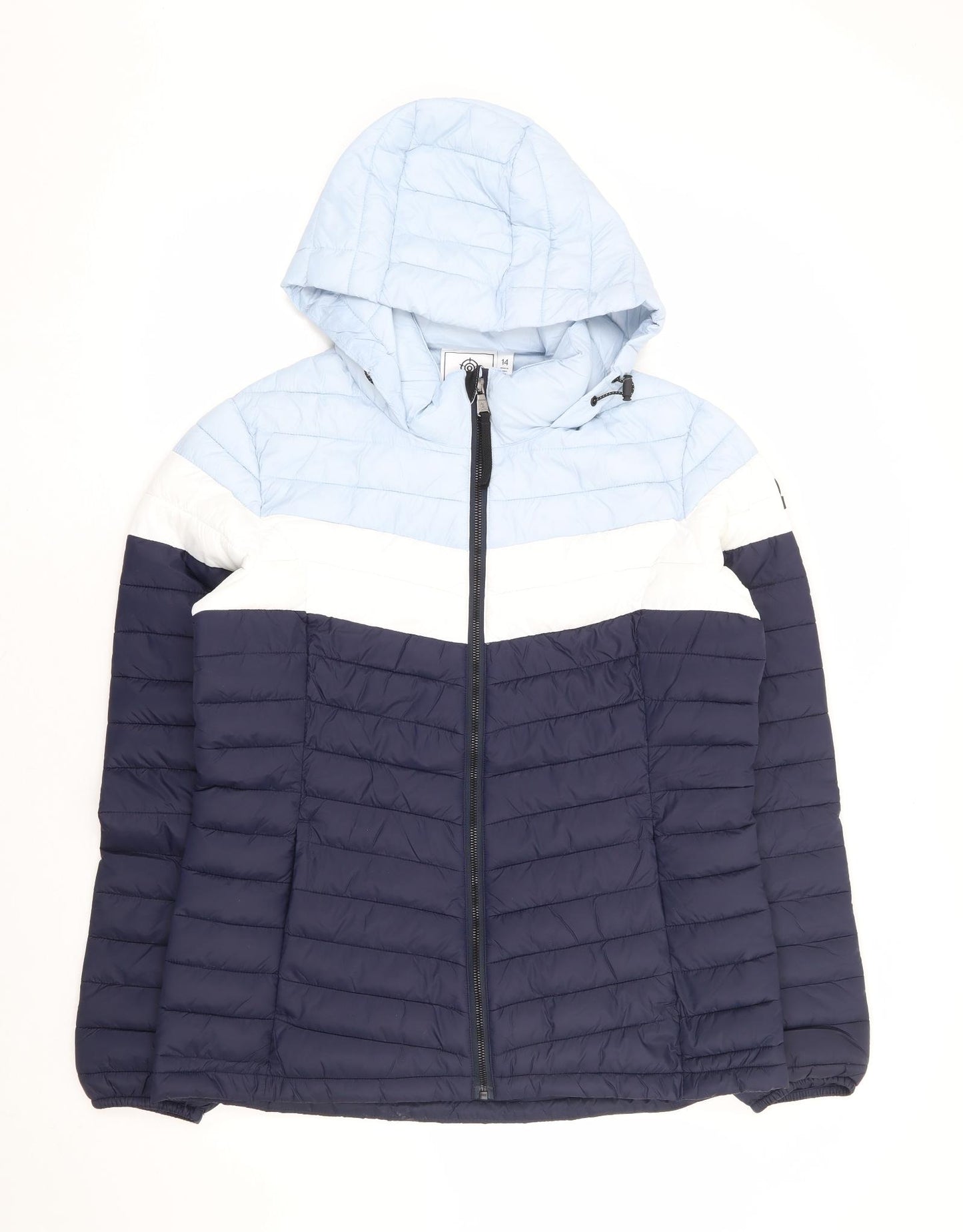 TOG24 Womens Blue Puffer Jacket Jacket Size 14 Zip - Colourblock