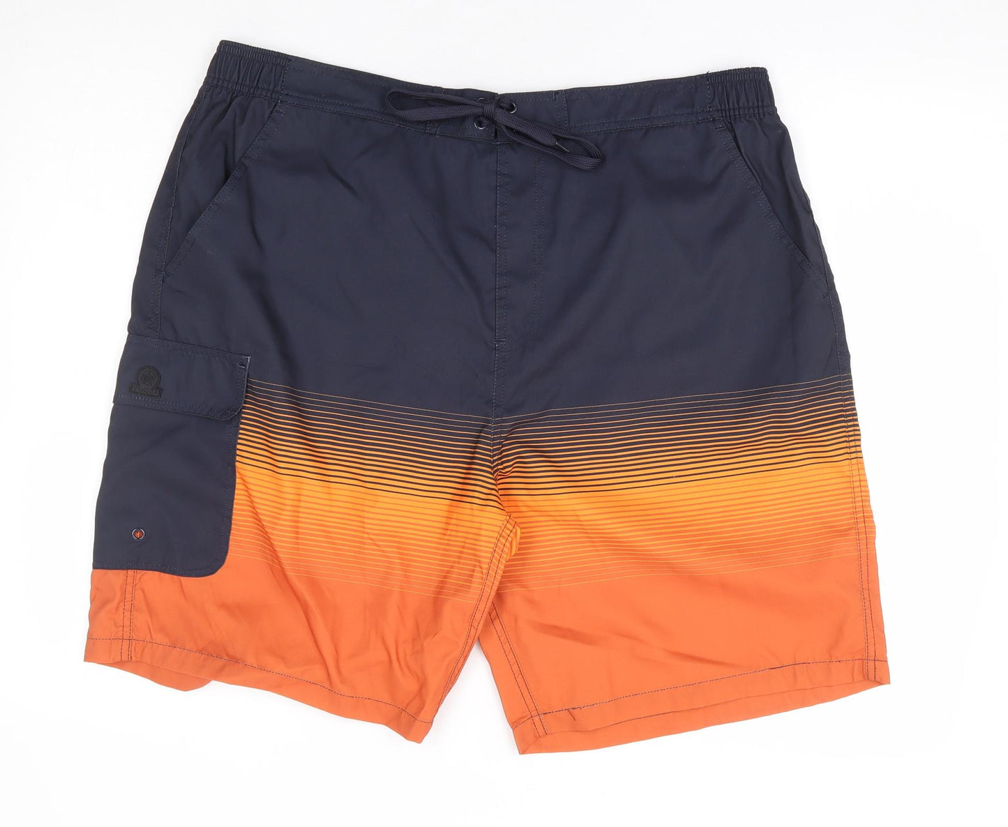 TOG24 Mens Multicoloured Striped Polyester Sweat Shorts Size 2XL L10 in Regular Drawstring