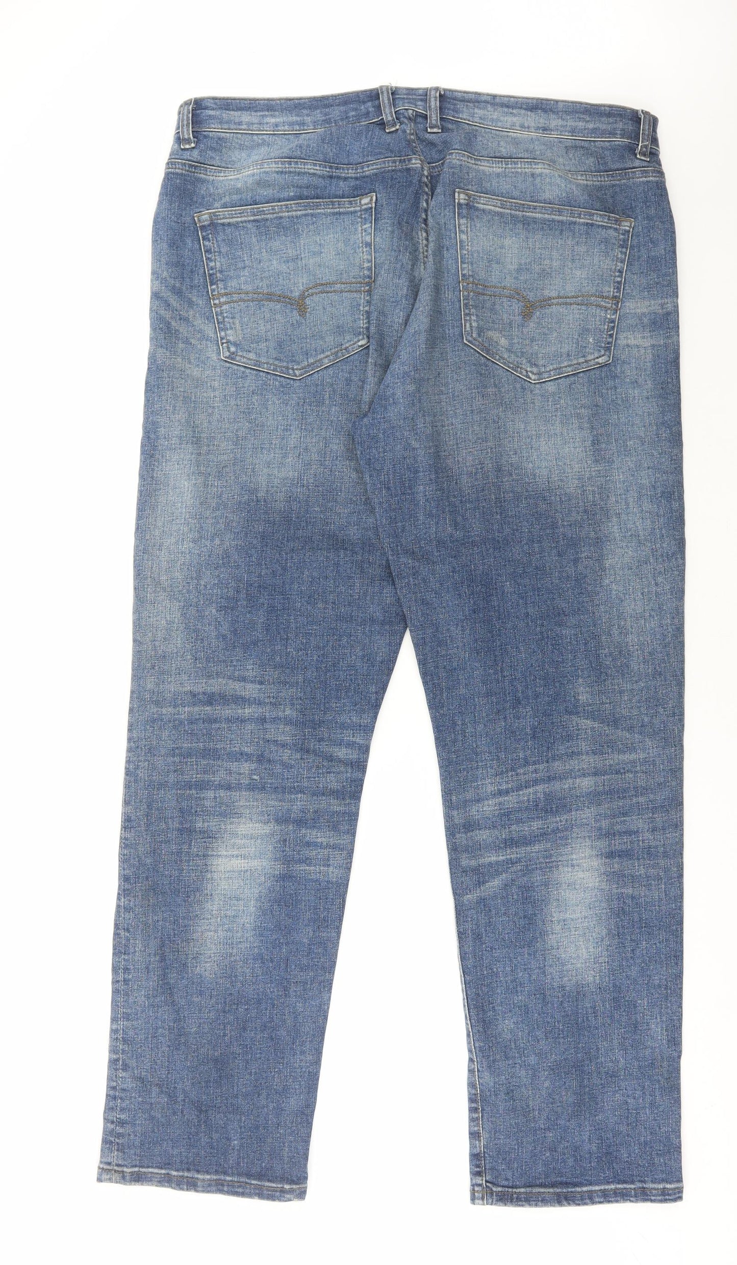 NEXT Mens Blue Cotton Straight Jeans Size 38 in L33 in Regular Button