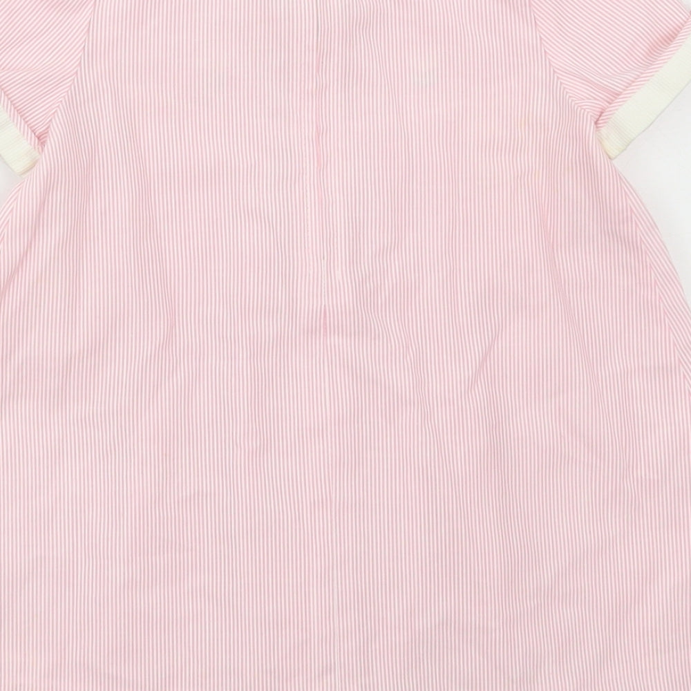 St Michael Girls Pink Striped Cotton A-Line Size 12-18 Months Collared Zip