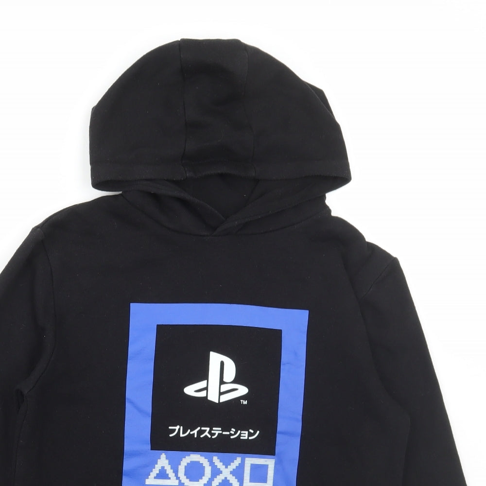 Primark Boys Black Cotton Pullover Hoodie Size 10-11 Years Drawstring - PlayStation