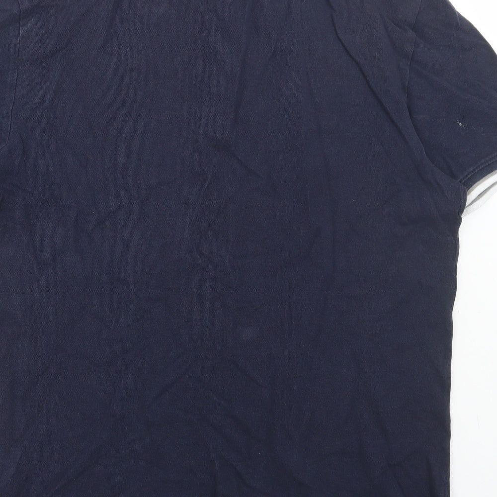 GUESS Mens Blue Cotton Polo Size L Collared Button