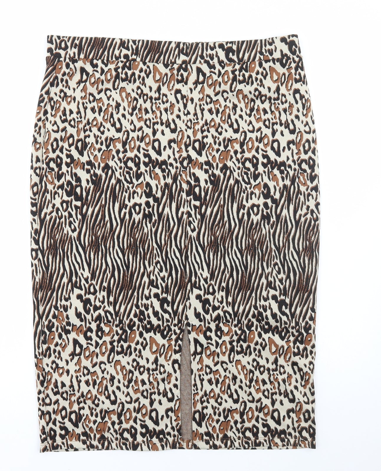 F&F Womens Brown Animal Print Polyester Straight & Pencil Skirt Size 18