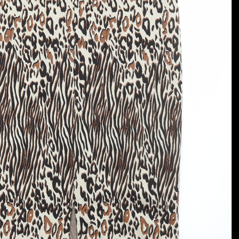 F&F Womens Brown Animal Print Polyester Straight & Pencil Skirt Size 18
