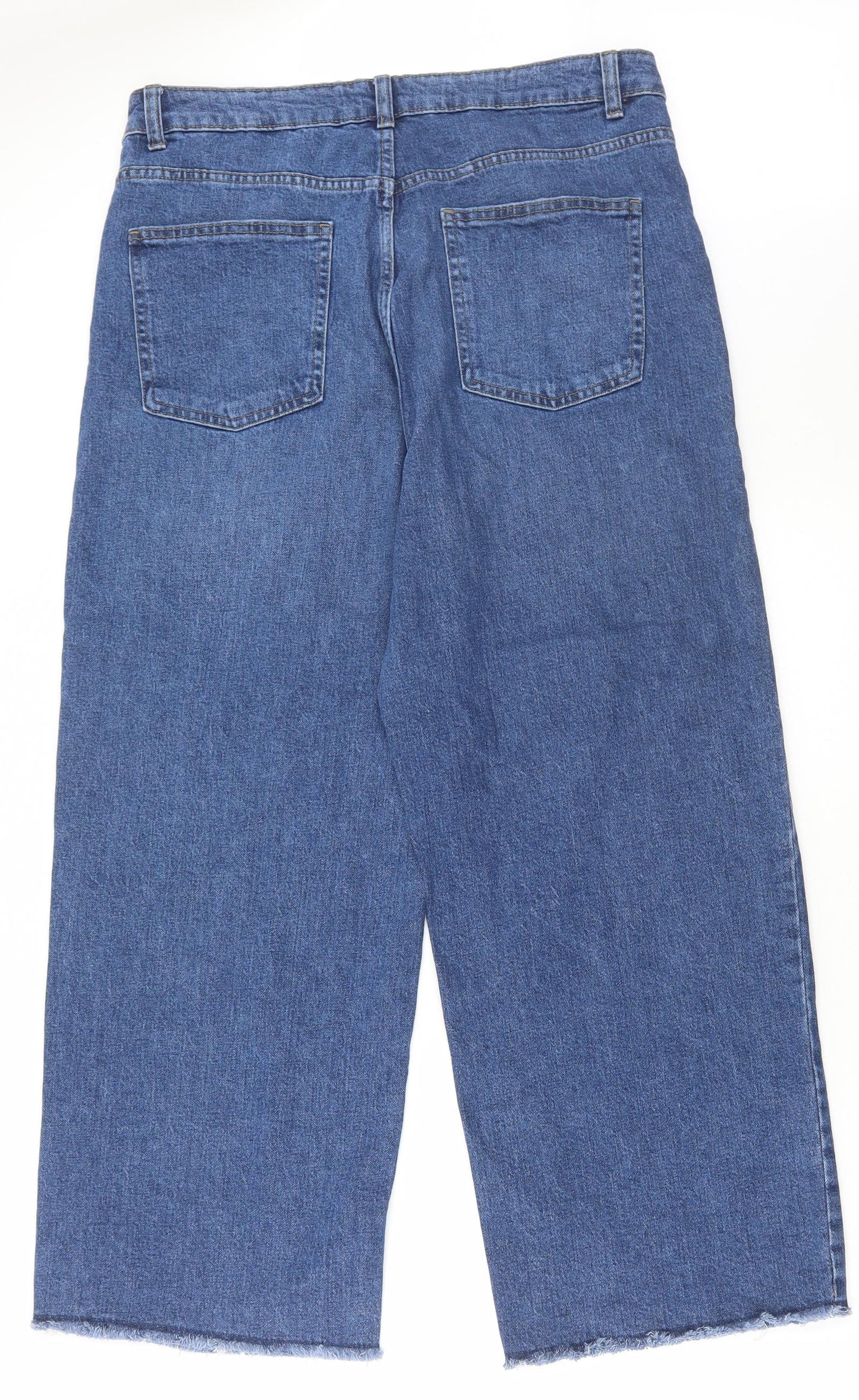 Marks and Spencer Womens Blue Cotton Cropped Jeans Size 16 L26 in Regular Zip