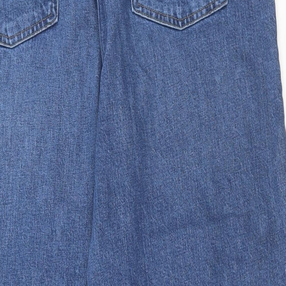 Marks and Spencer Womens Blue Cotton Cropped Jeans Size 16 L26 in Regular Zip