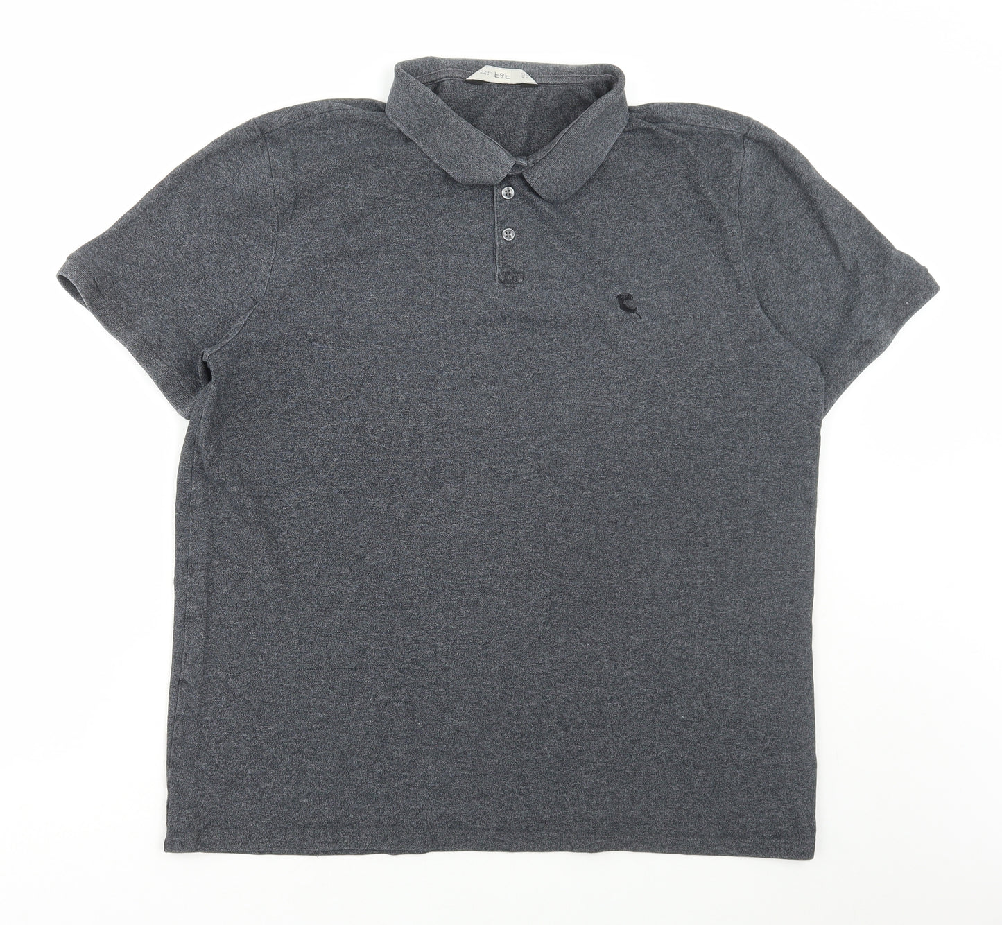 F&F Mens Grey Cotton Polo Size XL Collared Button