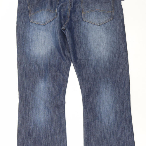 Kruze Mens Blue Cotton Straight Jeans Size 34 in L29 in Regular Zip