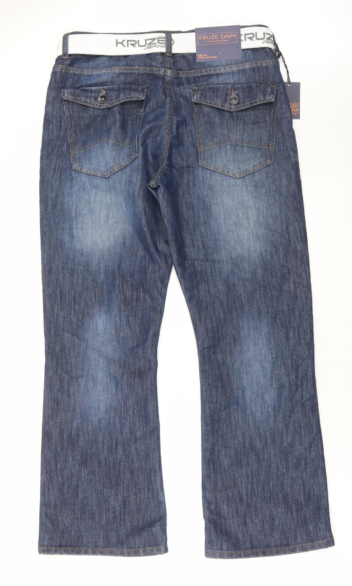 Kruze Mens Blue Cotton Straight Jeans Size 34 in L29 in Regular Zip