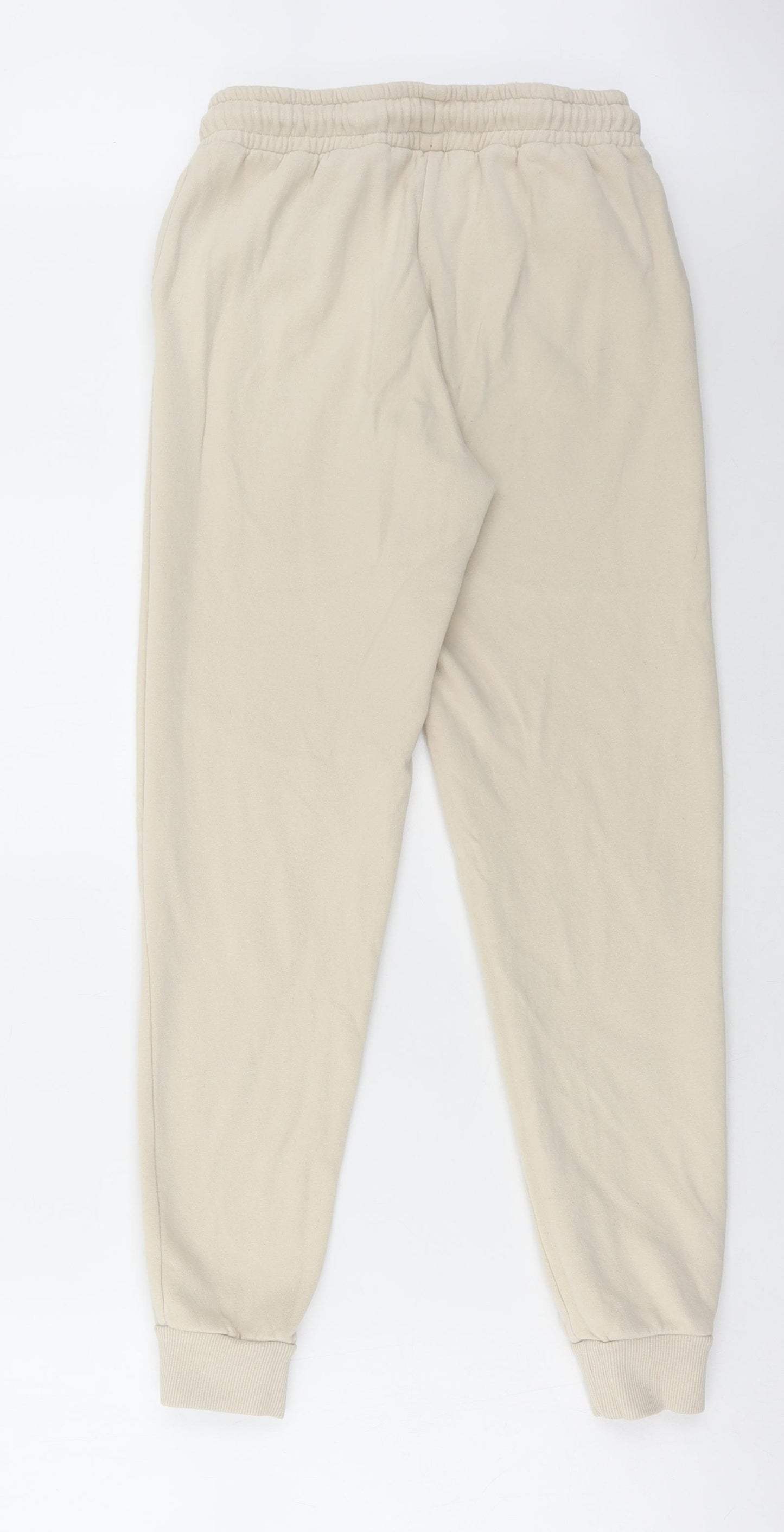 F&F Womens Beige Cotton Jogger Trousers Size 6 L29 in Regular Drawstring